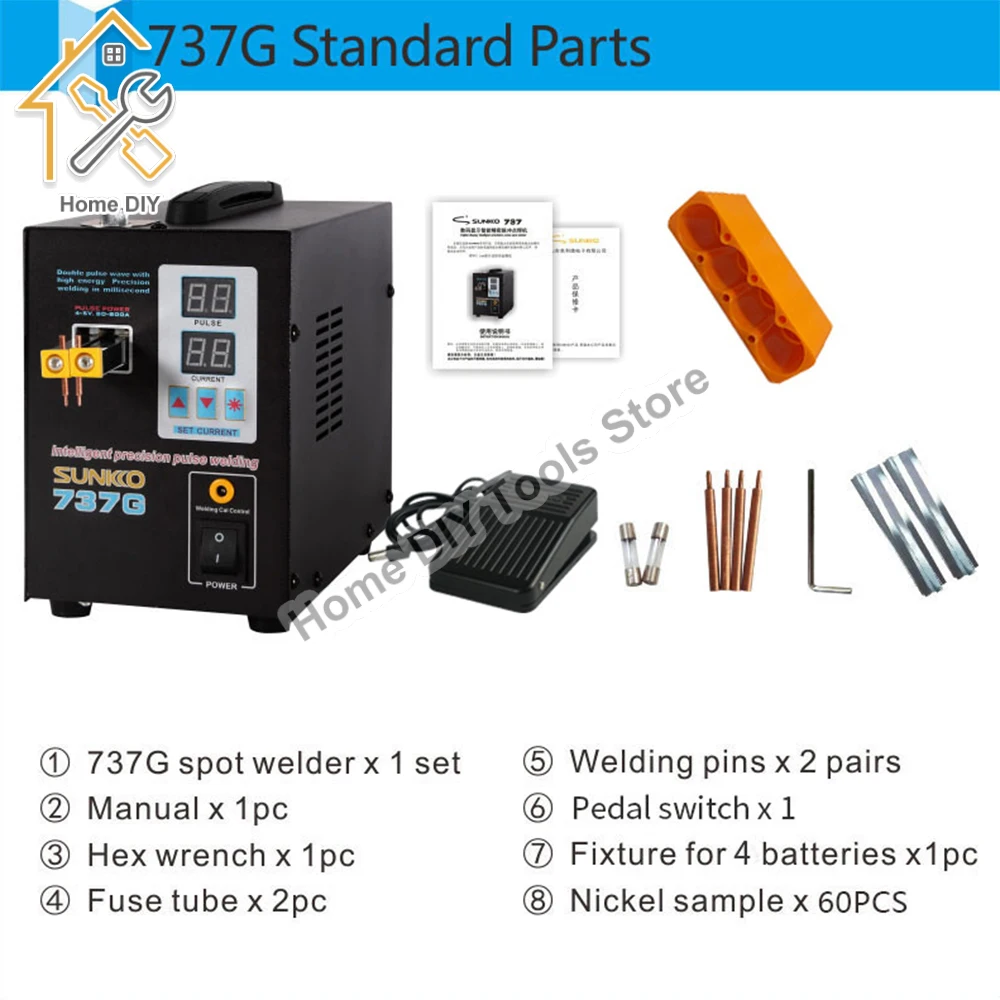 SUNKKO 737G Spot Welding Machine 2800KW 18650 Battery Pack Welding Precision Pulse Spot Welders Automatic Spot Welding