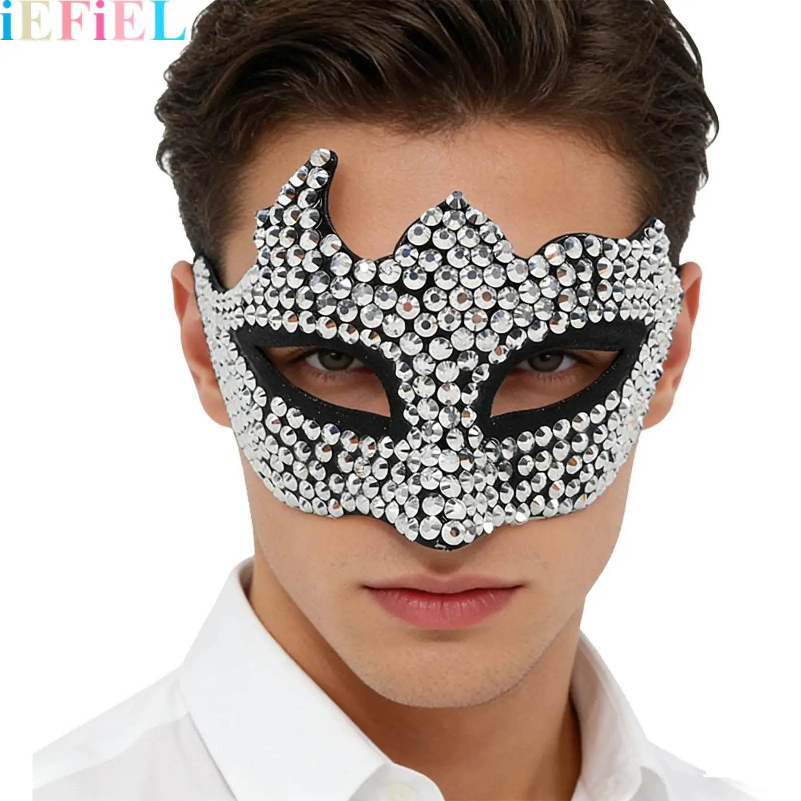 

Masquerade Mask Rhinestone-embellished Half-face Eagle-beak Fashion Eye Mask for Halloween Dance Party