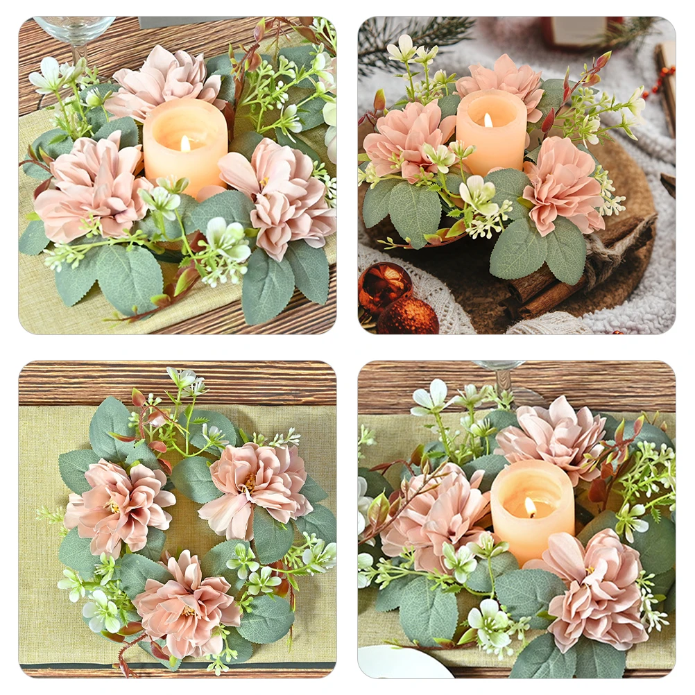 Rings Wedding Decoration Wreath for Pillars Spring Desktop Decor Artificial Flower Hoop Farmhouse Props