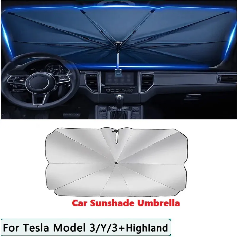 For Tesla Model 3+ Highland Sunshades Umbrella Front windshield Anti UV Sun Windscreen Protector Model 3/Y 2024 Accessories