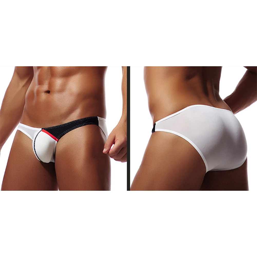 رجل الحرير الجليد بيكيني ملخصات جذوع الملابس الداخلية السراويل الانتفاخ الحقيبة خفيفة الوزن منخفضة الارتفاع منظور تنفس رقيقة الرجال سراويل #5