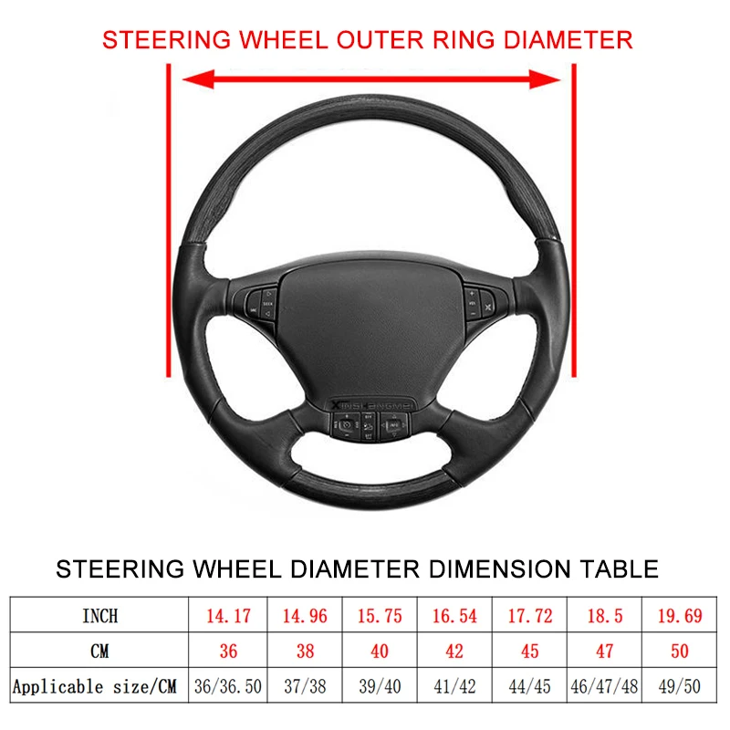 For 40/42/45/47/50CM Steering Wheel Large Car Truck Lorry Van Steering Wheel Cover Embossed Leather Auto Accessories 6