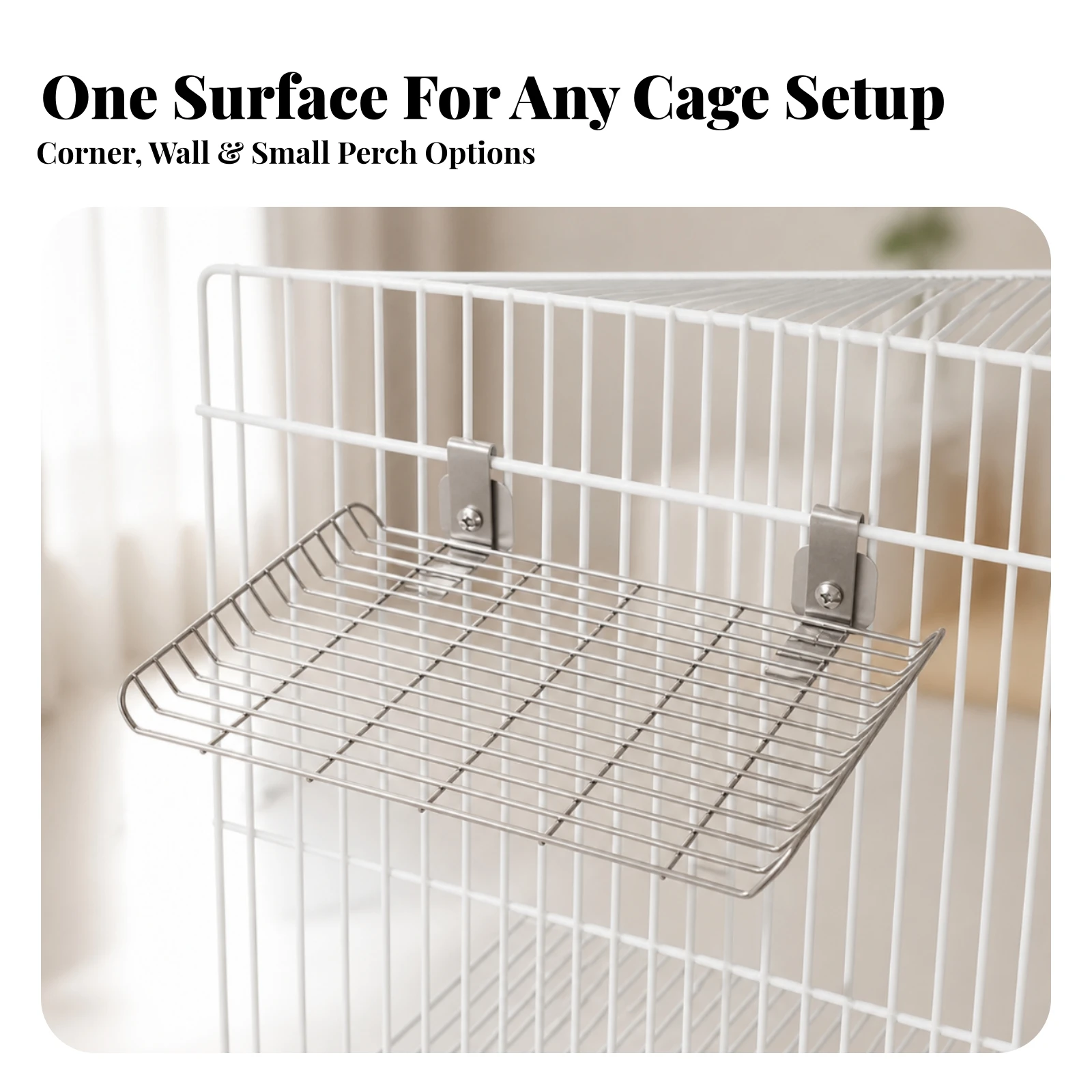 Stainless Steel Bird Perch Platform Stable Bird Cage Perch Platform Pet Accessory Long-Lasting Easy to Install for Birds