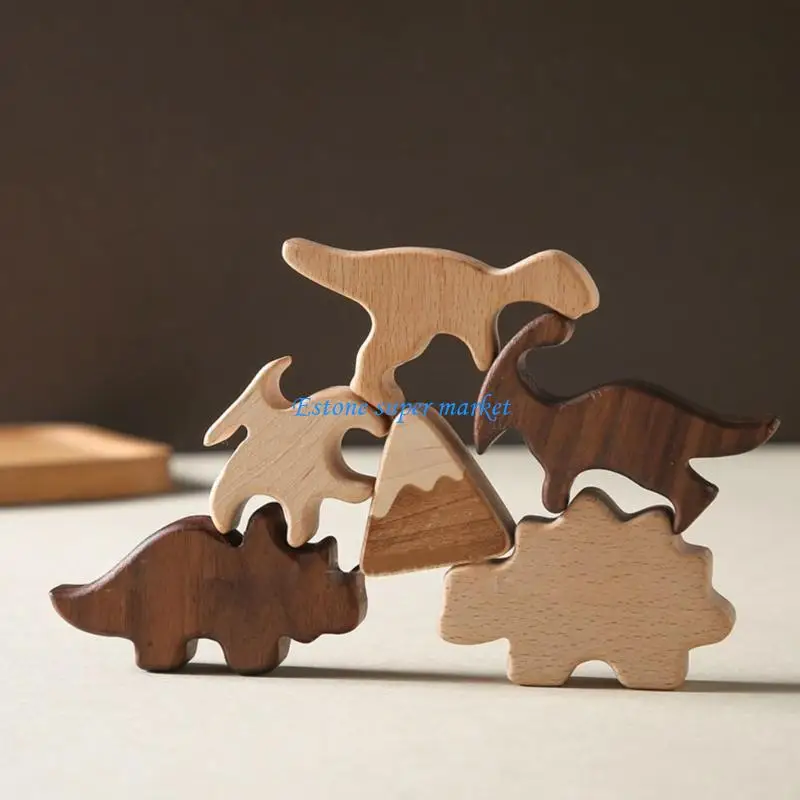 090B Trẻ xếp chồng đồ chơi cân bằng khối khủng long Hoạt động xây dựng cảm giác trẻ