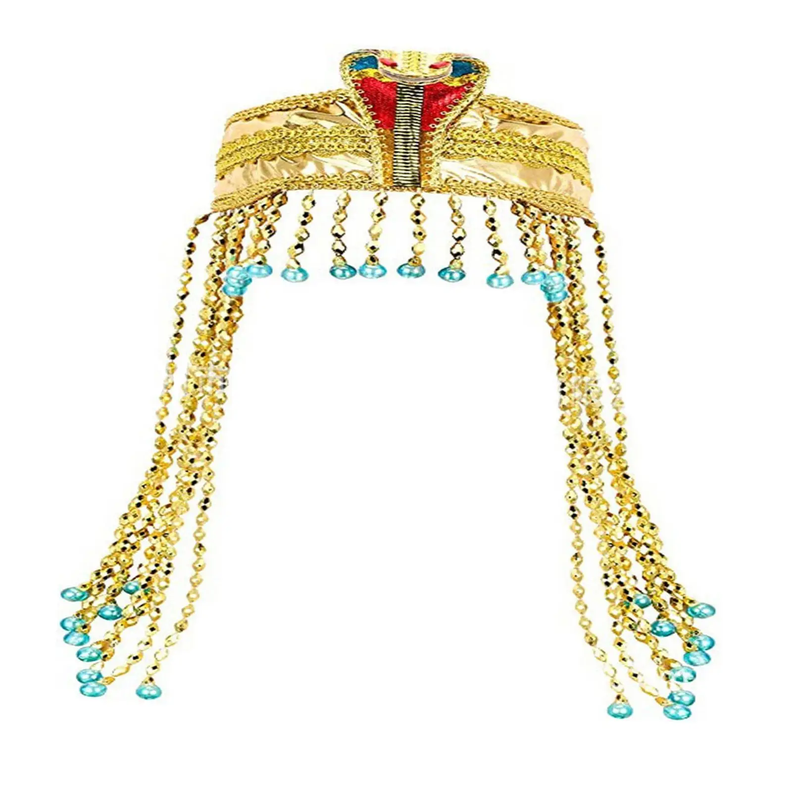 Egypt Queen Headdress Theme Costume with Beaded Tassel for Photo Props Fancy Dress