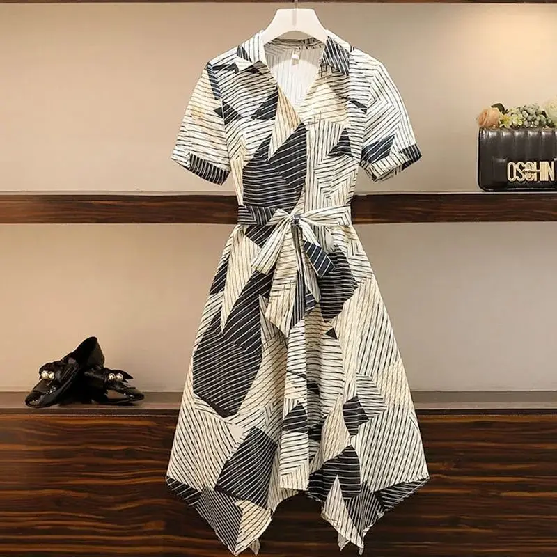 

Dress women's 2024 new summer irregular light familiar style design sense niche stitching temperament shirt skirt