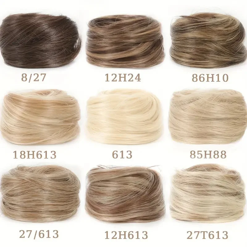 Synthetic rubber band elastic hair ring multi-color heat-resistant bun hair extension wig that surrounds a woman's ponytail