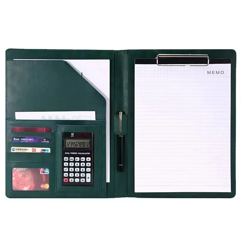 A4 PU Leather Business Padfolio Organizer Case Vintage Binder Business Manager Document Pads Office File Folder