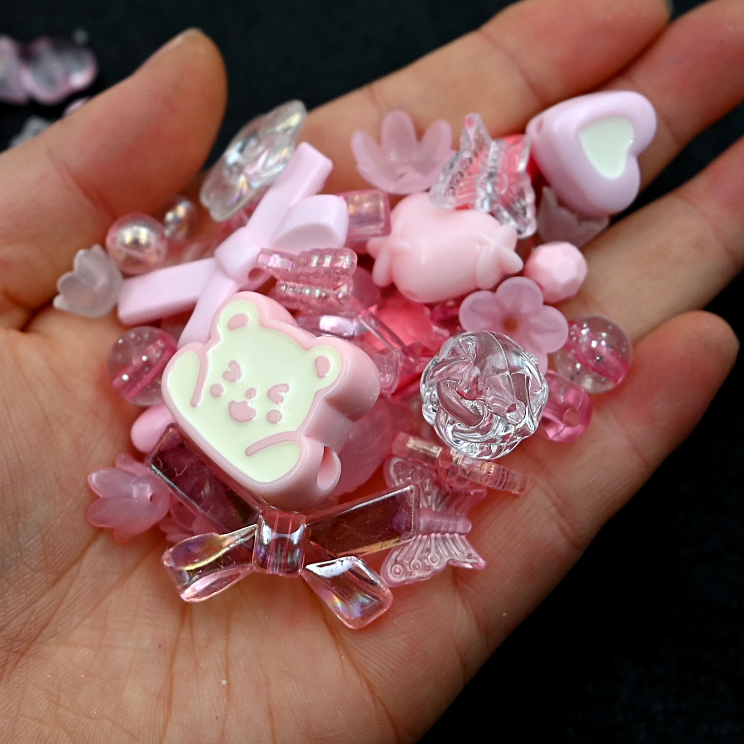 Random Mixed Pink White Acrylic Beads Loose Spacer Beads For Jewelry Making DIY Handmade Bracelet Necklace Accessories 30g/Lot