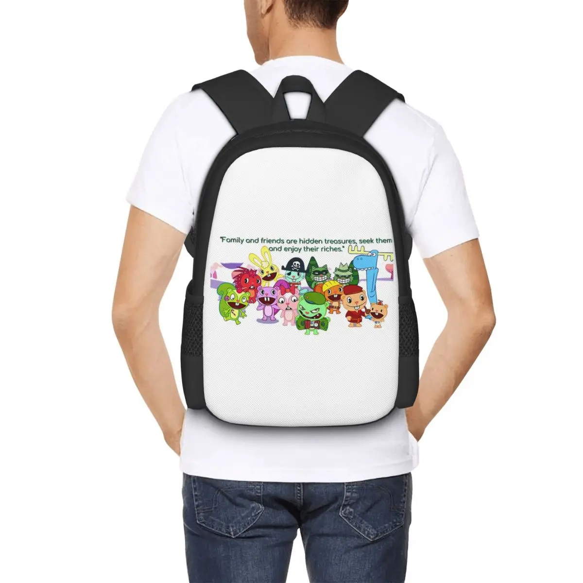 

Happy Tree Friends Family Student Backpack School Bag Hiking Travel Daypack for Boys Girls Fashion Bookbag Shoulder Bags