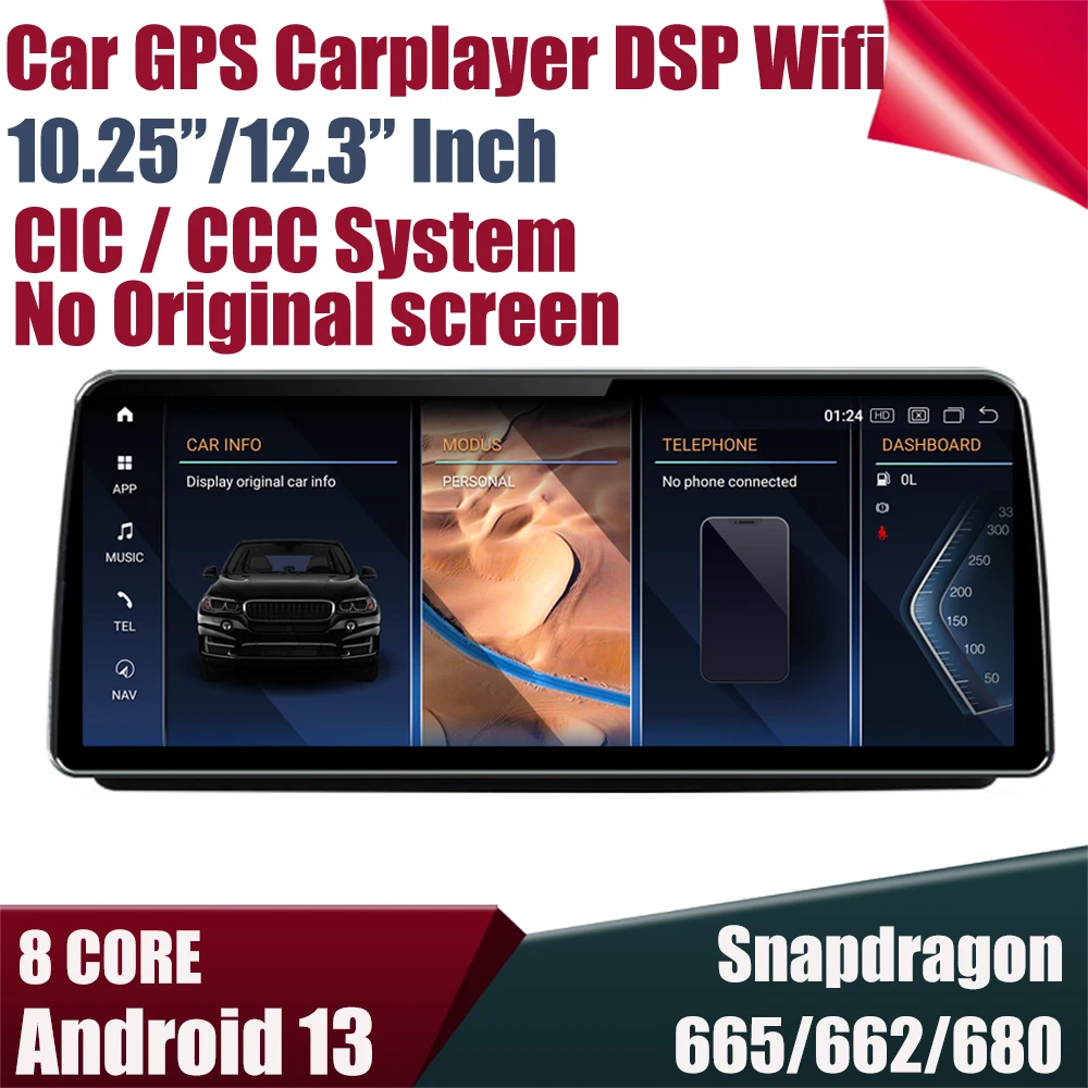 12.3''Car GPS Stereo  Carplay Radio Navigation player Android 13 For BMW 3 Series E90/E91/E92/E93/M3 Multimedia 1920*720