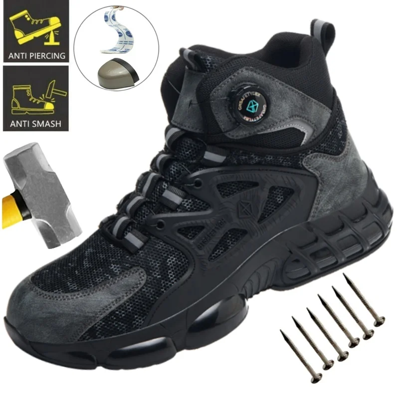 

Indestructible Work Boots Steel Toe Men's Safety Shoes Puncture-Proof Non-Slip Couple Sneakers for Men Kevlar Insole Botas