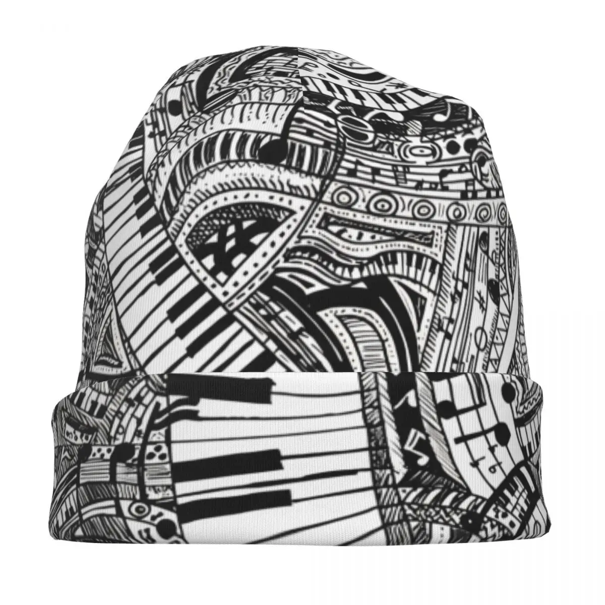 Classical Music Doodle Nocturne By Chopin Piano Keyboard Caps Goth Outdoor Skullies Beanies Hat Spring Warm Multifunction Bonnet