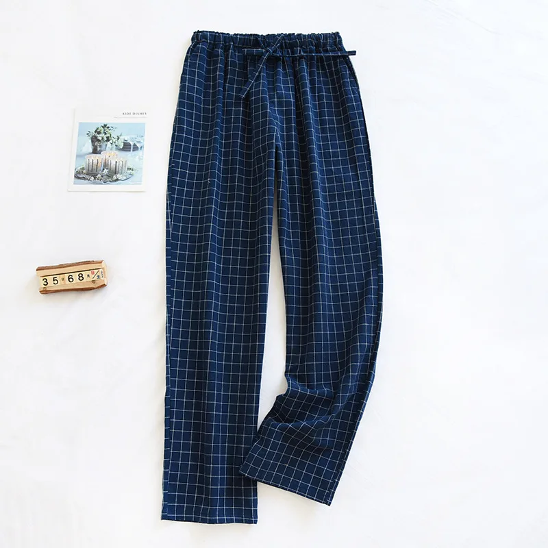 Pajama Pants Woman Cotton Home Trousers Autumn and Winter Plaid Trousers Elastic Waist Tie Girl Sleeping Pants Soft Fashion