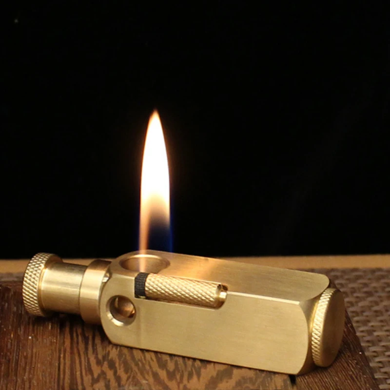 

Винтажная латунная керосиновая зажигалка ручной работы, мужская трехсторонняя зажигание, аксессуар для курения, небольшой инструмент, зажигалка
