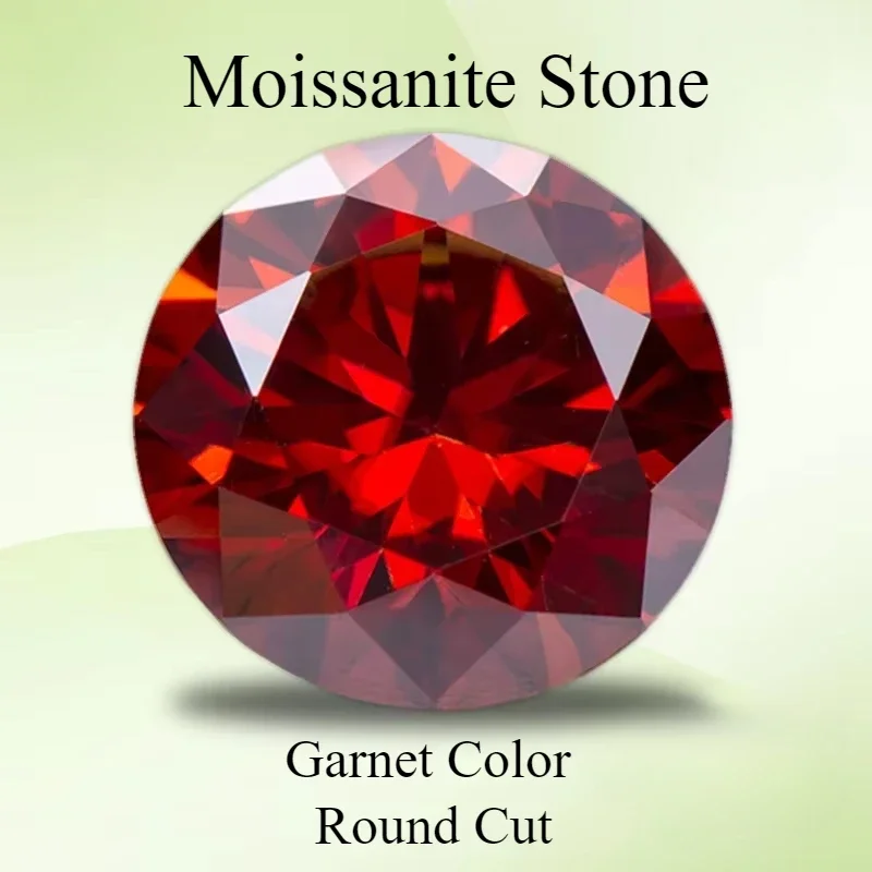 

NEW Moissanite Stone Round Cut Garnet Color VVS1 For Gemstone Charms Beads Advanced Jewelry Making Materials With Certificat