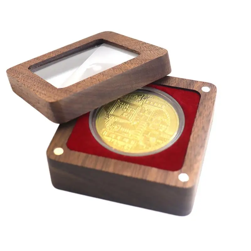 

Wooden Coin Storage Box Square Coin Holder Portable Storage Case Holders For Birthday New Year Christmas Easter Collectibles
