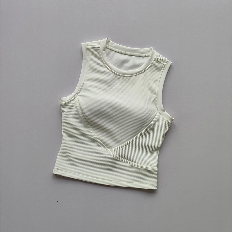 Yoga-Anzug Trägerweste Brustpolster Brustbedeckender Sport-BH Damen-Laufbekleidung Enganliegendes und Figurformendes Fitness-Top – Detail 3