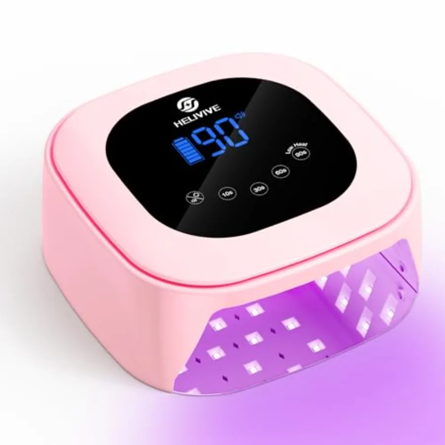

Cordless UV LED Nail Lamp 80W Rechargeable Nail Dryer with 4 Timers Atmosphere Light and Mirror Base UV Light for All Gel Nails