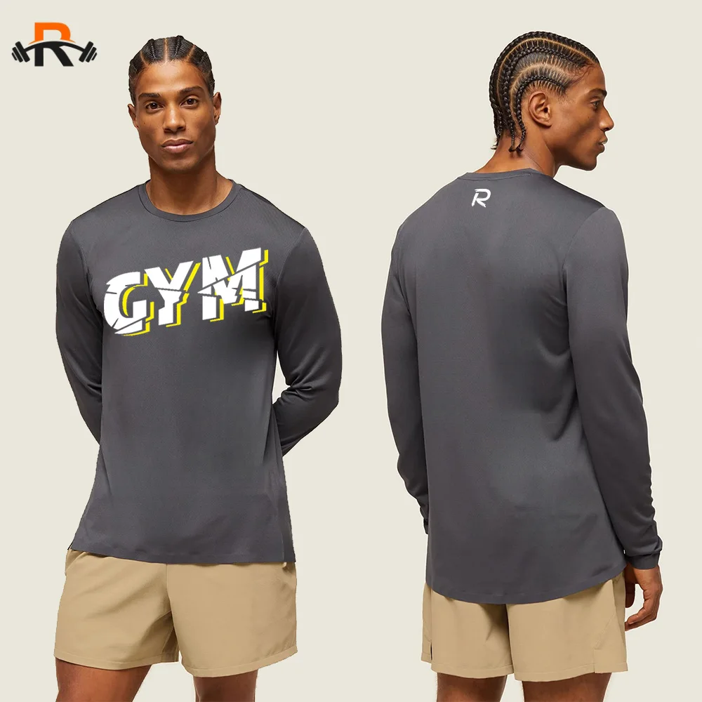 Hot Men's Long Sleeve T-shirt Summer Fashion Long Sleeve GYM 3D Printed Pattern Simple Style Long O Neck T-shirt Bottom Shirt