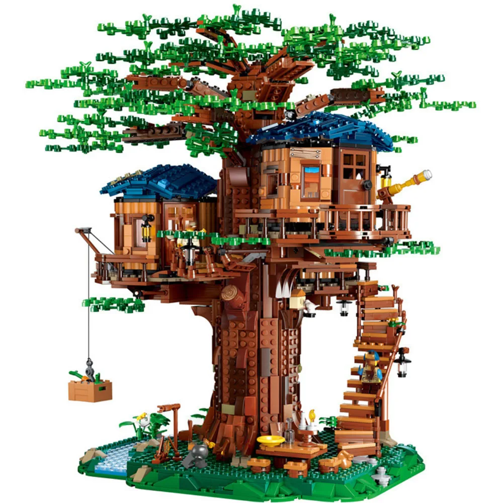 MOC 1013Pcs All Seasons Treehouse City Building Blocks Tree House creator Room Home Bricks Set Kids Children Toys Gift