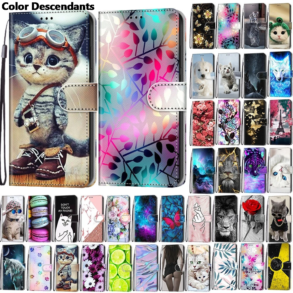 Fashion Leather Flip Case For Redmi A1 M5 4G POCO X4 GT M4 C40 F4 5G Personalized Painted Wallet Card Holder Stand Book Cover