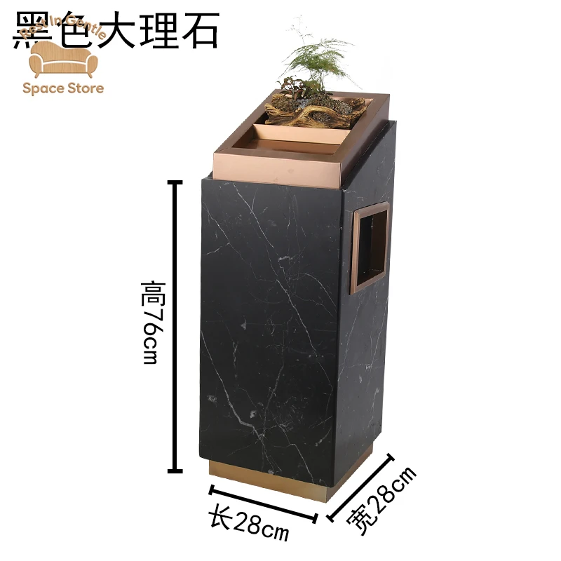 hotel  trash can with ashtray stainless steel marble hotel lobby elevator entrance vertical chimney