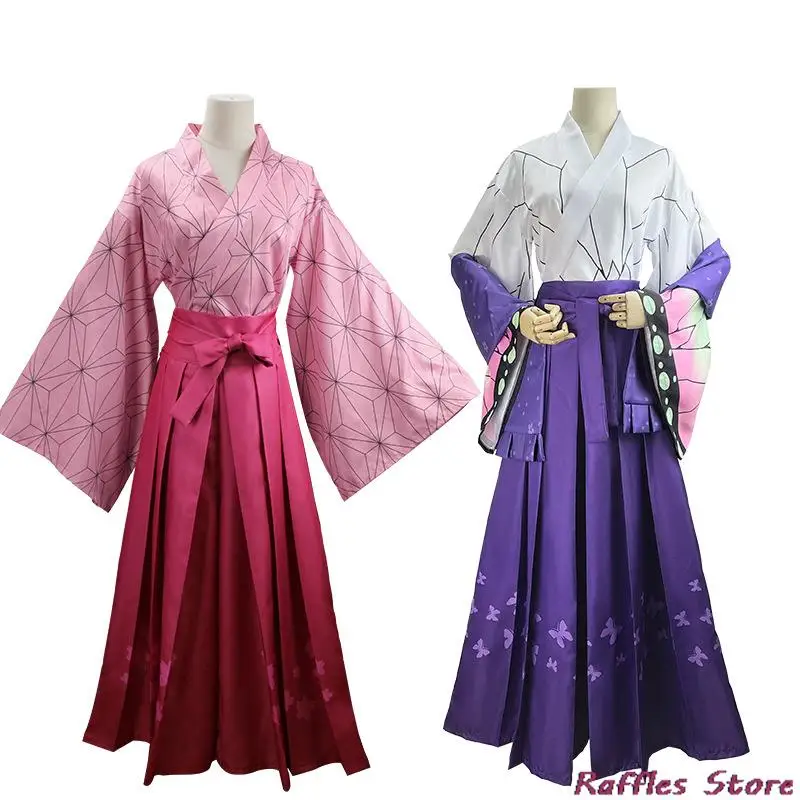 Disfraz de Tanjirou Nezuko Kochou Shinobu Tomioka Giyuu Kanroji Mitsuri Tsuyuri Kanao, Kimono, traje de Anime, peluca