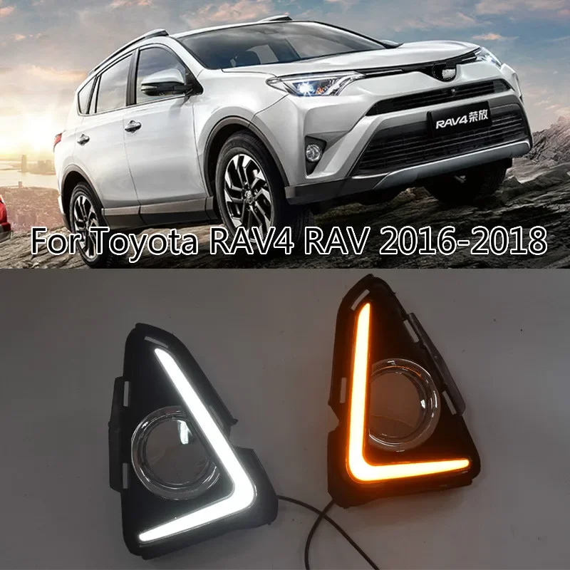 JAZZ TIGER Yellow Turn Signal Function 12V Car DRL Lamp LED Daytime Running Light Daylight For Toyota RAV4RAV 4 2016 2017 2018