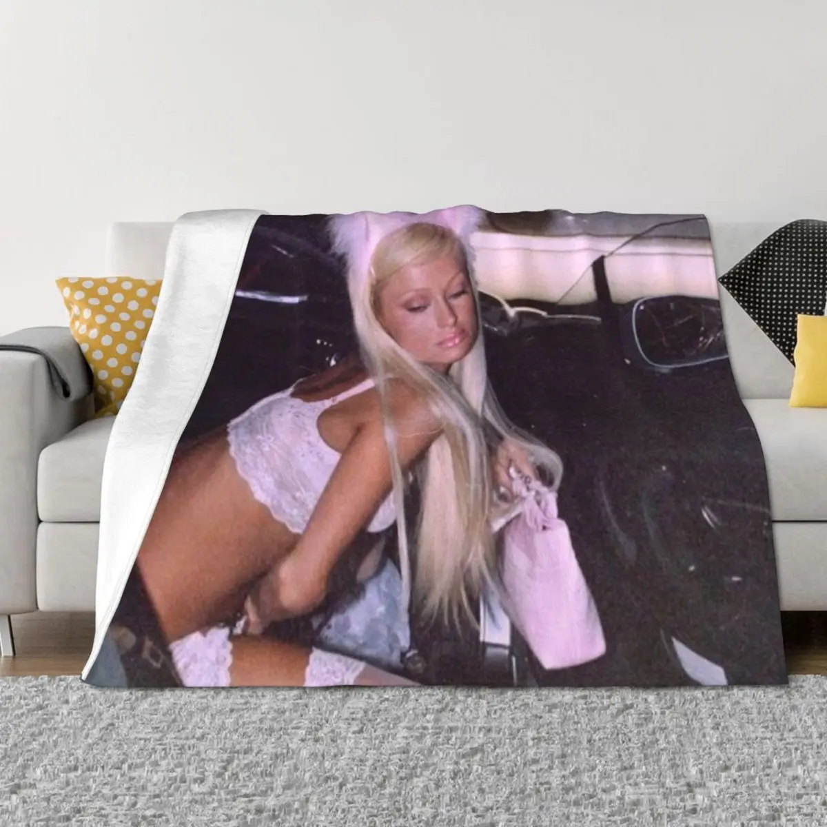 

Bunny Paris Hilton Throw Blanket Flannel Fabric wednesday Flannels Blankets