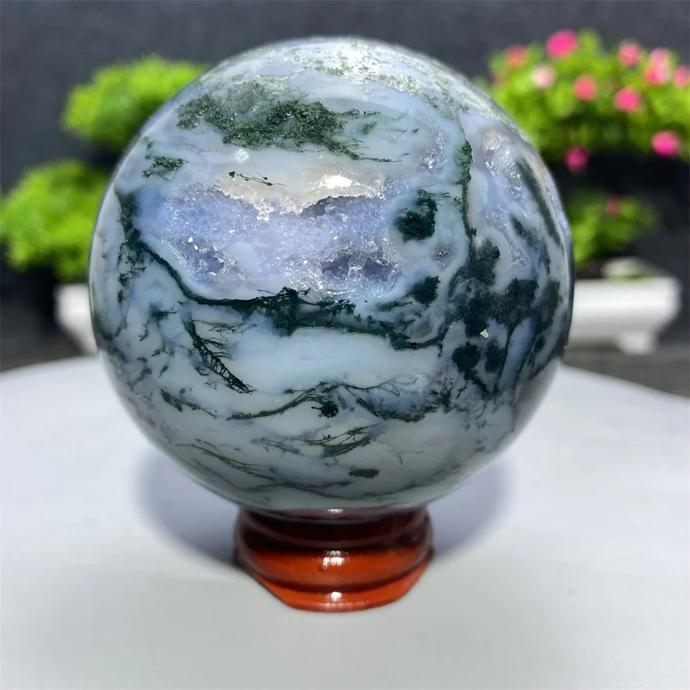 Natural Aquatic Agate Ball Moss Sphere Quartz Crystal Geode Spiritual Healing Meditation Reiki Home Decoration Holiday Gift