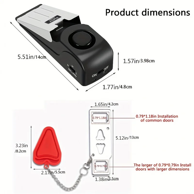 2 Pcs，Upgraded Portable Door Lock and Door Stop Alarm, Double Protection Security Door Kit for Traveling Hotel Home Apartment