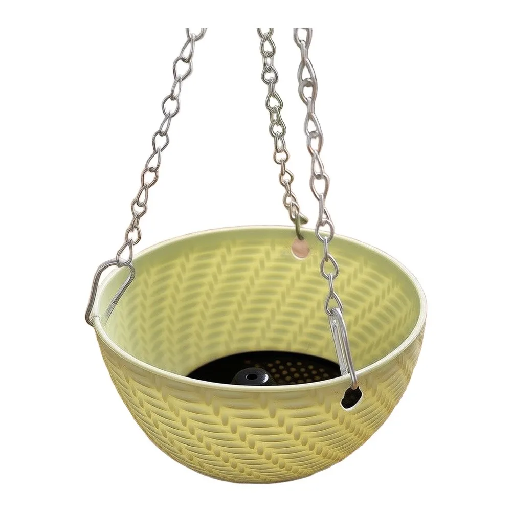 Set of 5 Plastic Hanging Featuring Woven Texture and Pre-Attached Chain Hooks for Easy Suspension in Any Space