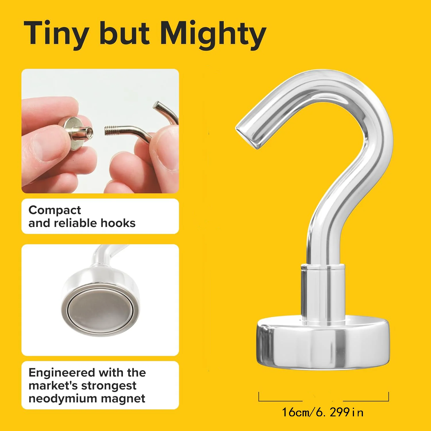 Ganchos magnéticos, imanes de neodimio resistentes para uso en exteriores y en el patio trasero, fuertes ganchos de tierras raras para colgar luces de cadena en metros