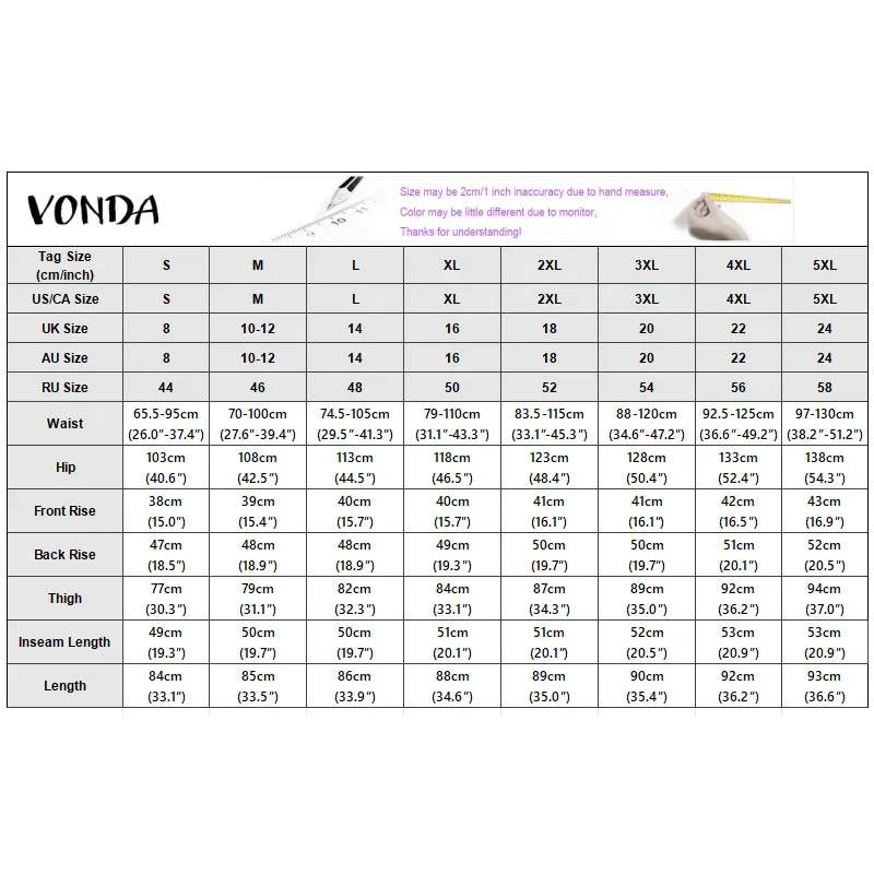 Women Loose Pants Plus Size VONDA 2026 Office Lady Casual Capris Bottoms Female Solid Irregular Elegant Wide Leg Trousers view 6