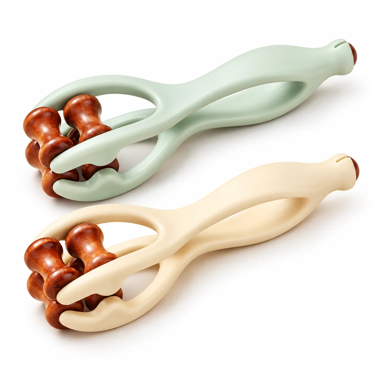 Handheld Wooden Finger Massager Roller, Hand Massage Tool, 4 Solid Wood Rollers, Double-Row Finger Massage & Relaxation Tool