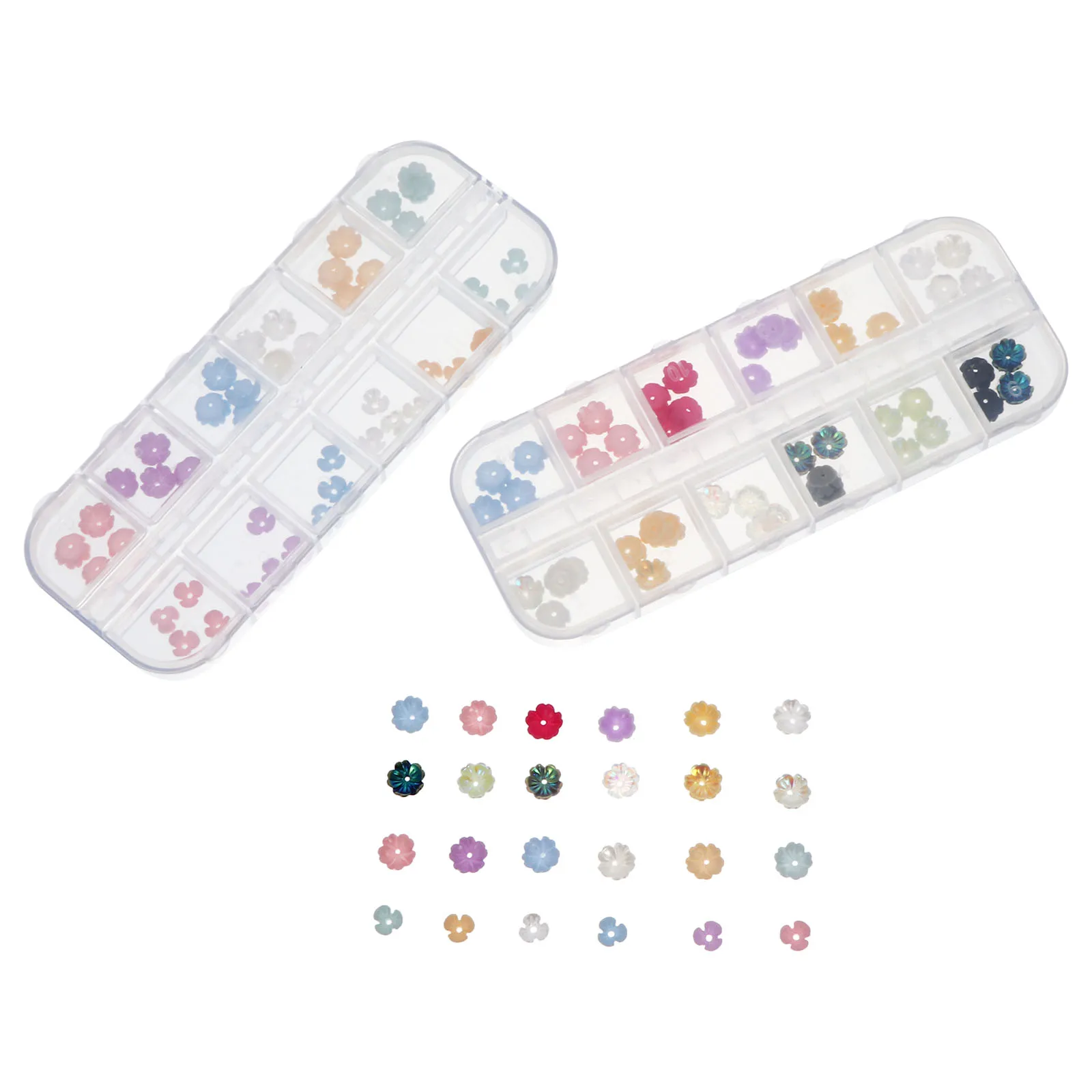 

2 Boxes Flower Nail Art Stickers Bright Colors Resin Plastic Long Lasting Nail Decals Accessories Manicure Decor