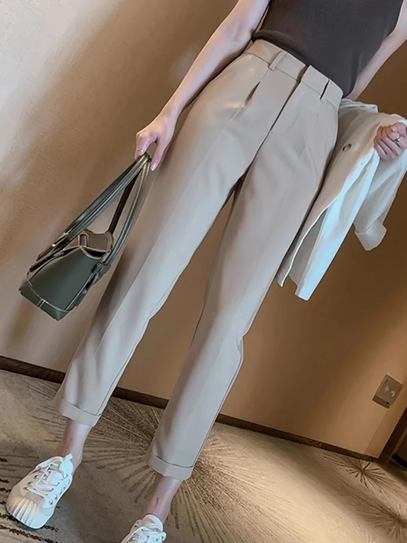 

Khaki Color Harlan Women's Pants Straight Leg Drapey Casual Professional Suit Pants Summer New Style High Waist Trousers