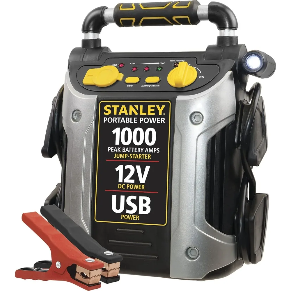 

Portable Power Station Jump Starter with 1000 Peak Amps, USB Charging Port, and Battery Clamps
