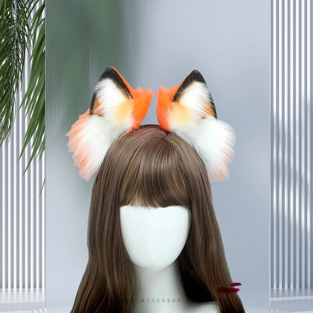 女の子のための金色の毛皮のような動物のキツネの耳のヘアバンド,パーティーコスプレヘアバンド,ハロウィーンのアニメのヘッドバンド,帽子のアクセサリー,ファッション