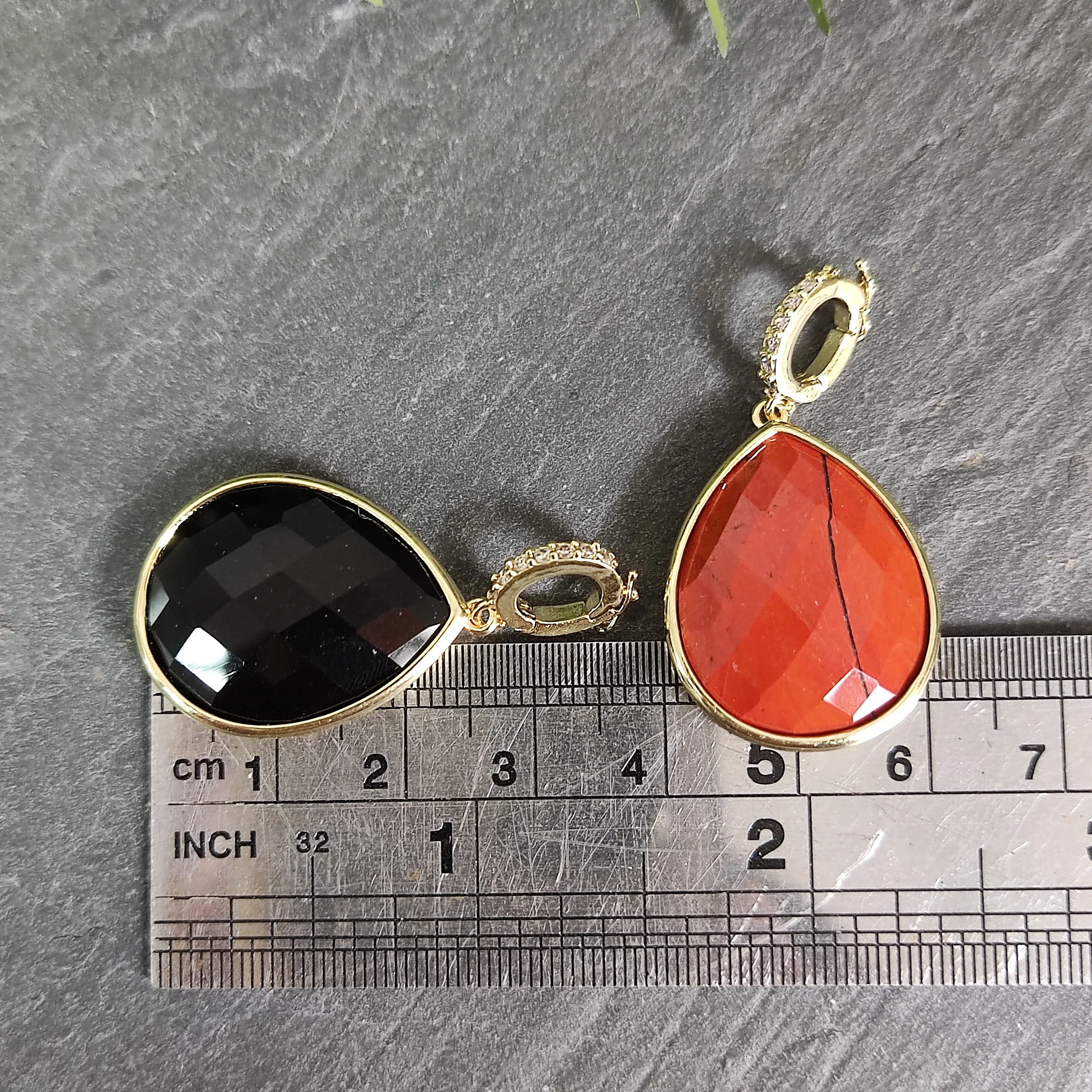 Natural Gemstone Charm Pendant, Obsidian Sunstone Amazonite Amethyst Healing Crystal Charm for Necklace, DIY Jewelry Findings