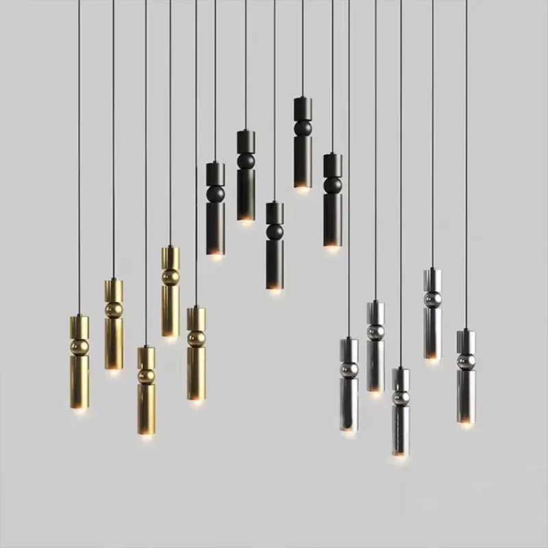 

Modern Chandelier Pendant Lamp Bedroom Dining Room Kitchen Table Bullet Long Tube Light Source Hanging Bedside Loft Led Indoor