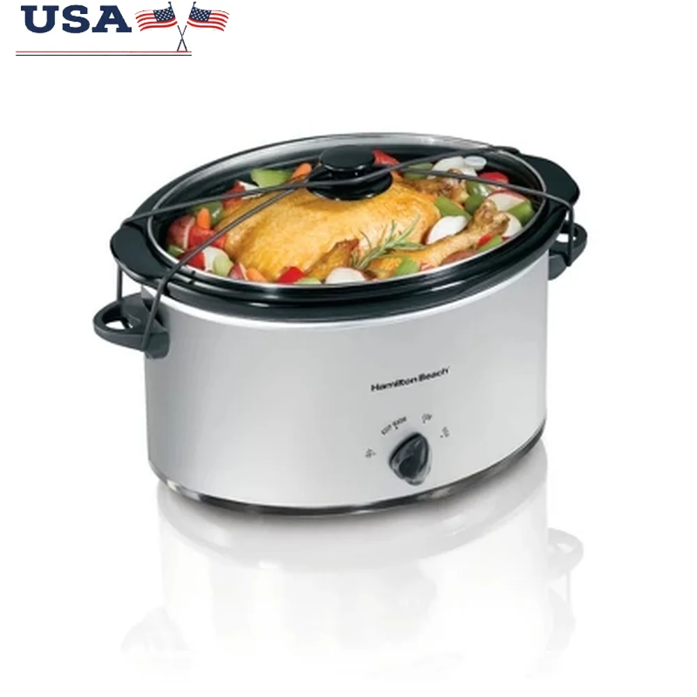 

7qt Programmable Slow Cooker Stoneware Pot Stay-Cool Handles 4 Settings Dishwasher Safe Ideal Family Meals and Gatherings