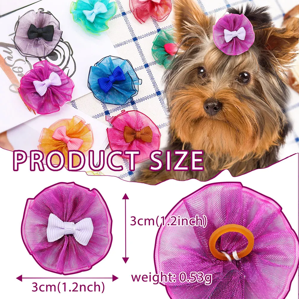 20/30pcs Colorful Dog Puppy Bowknot Puppy Hair Bow Rubber Band Decorate Dog Head Flower for Dog Product Grooming Pet Accessories