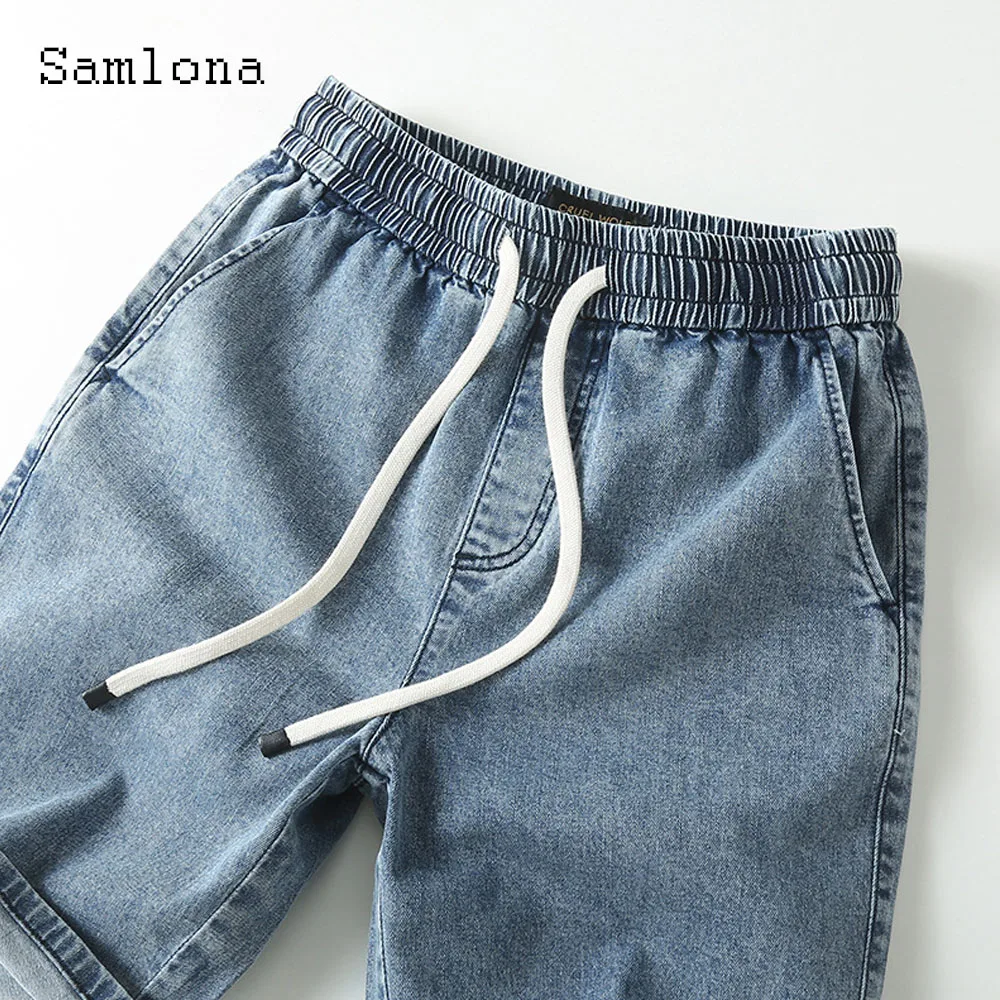 2024 Stylish simplicity Men Fashion Lesiure Pocket Demin Shorts Men's Crimping Short Jeans New Casual Elastic Waist Demin Shorts