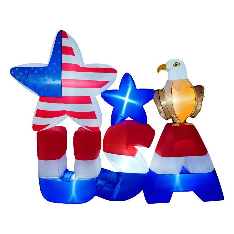 1.8M Independence Day Inflatable Decorations USA Letters Inflatable Build in LED Light American Outdoor Fun Inflatable Toys