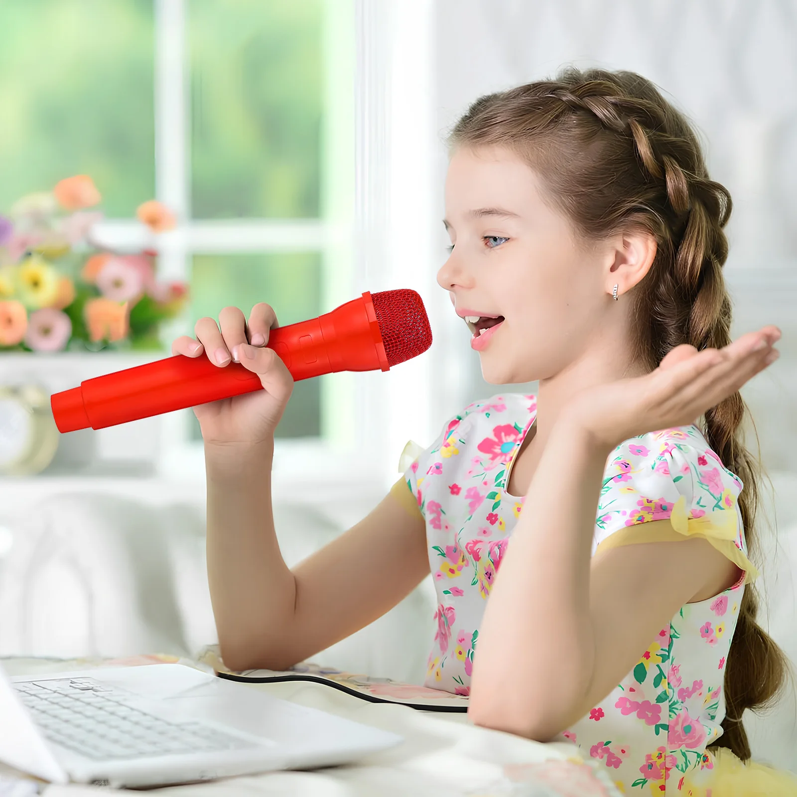 4 pcs Children Microphone Props Toy Music Play Halloween Bling Safe Plastic Lightweight Kids Instruments Realistic Experience