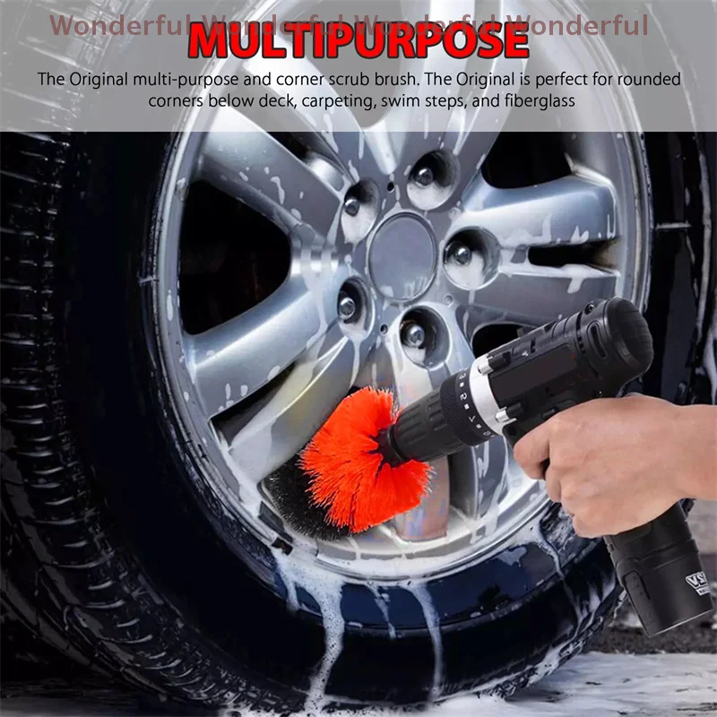 

3 шт. нейлоновая щетина для ковров, стекла, автомобильных шин, электрическая скруббер, набор щеток для дрели, красные пластиковые круглые чистящие средства
