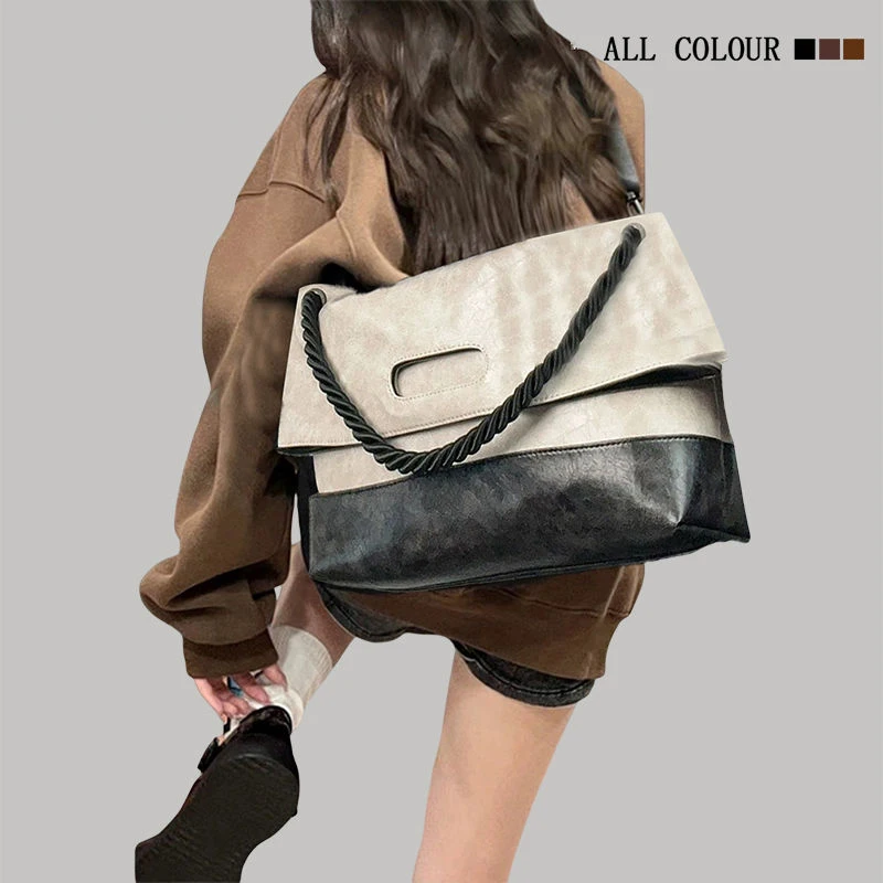 Korean Fashion Extra Large Tote Bag For Women Men PU Leather Shoulder Bag Large Capacity Travel Camping Vintage Crossbody Bag