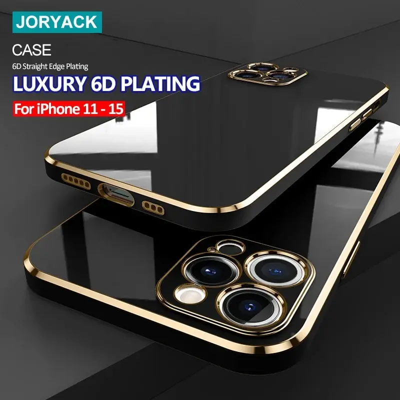 Luxury Plating Phone Case For iPhone 15 14 13 12 11 Pro Max 14 15 Plus Case Soft Silicone Shockproof Back Cover